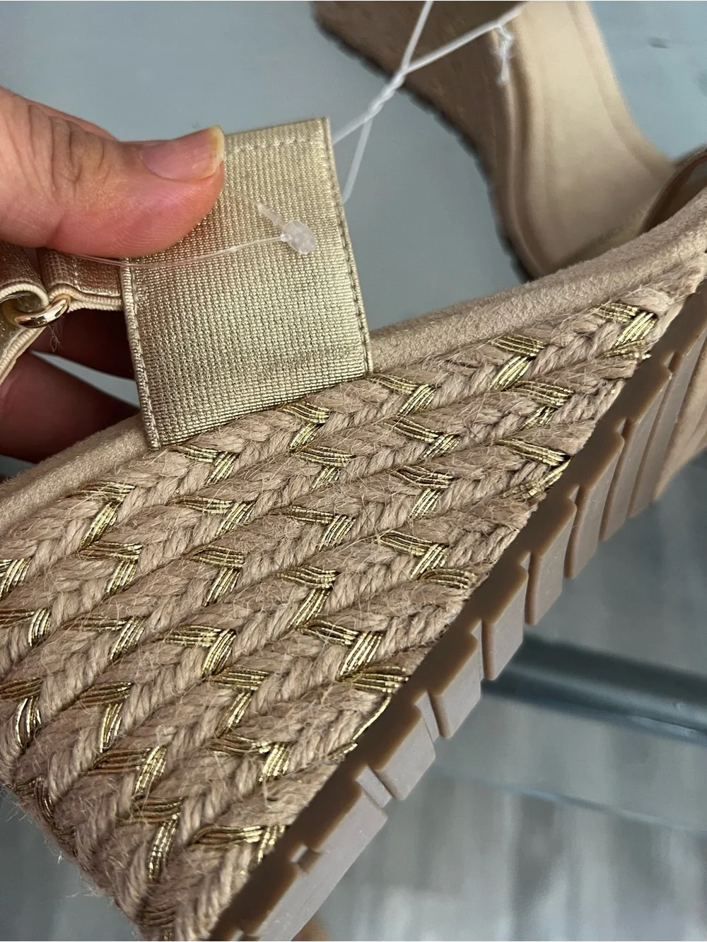 Anne Klein Metallic Gold Espadrille Wedge Sandals
